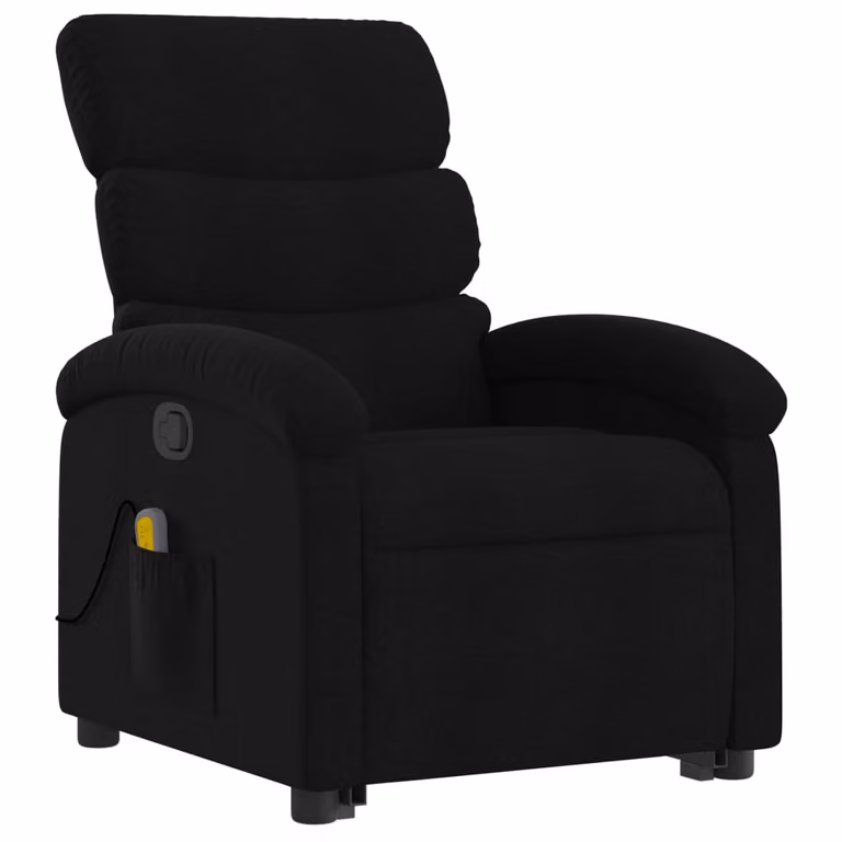 Sillón reclinable de masaje elevable vidaXL en tela color negro para personas mayores