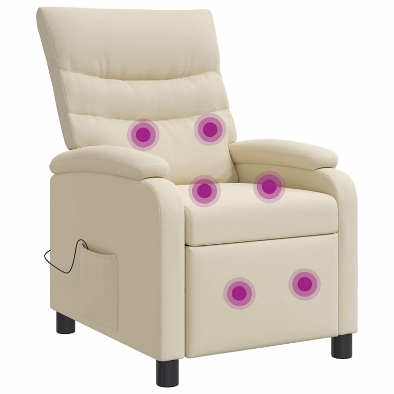 Silla de masajes reclinable vidaXL en color beige con tapizado de cuero sintético