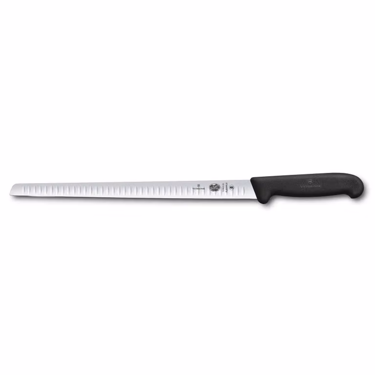 Cuchillo de salmón Victorinox Fibrox de acero inoxidable color plata con hoja ranurada de 30 cm