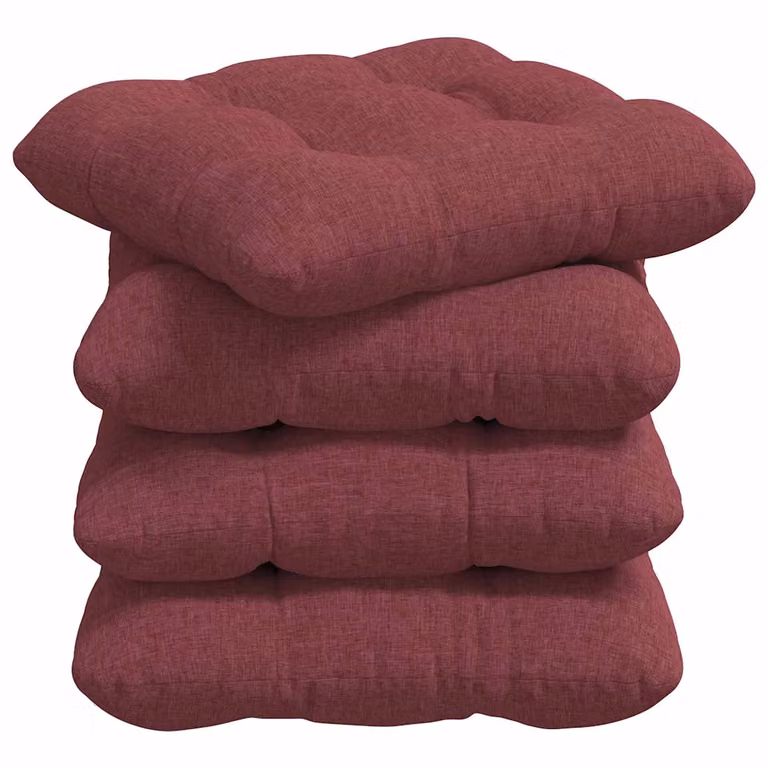 Set de 4 cojines para asiento vidaXL en tela roja, diseño moderno y transpirable, An/An/Al: 40 x 40 x 12 cm