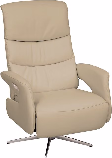 Sillón de relax eléctrico Gael de El Corte Inglés en piel color beige y arena con espuma fría