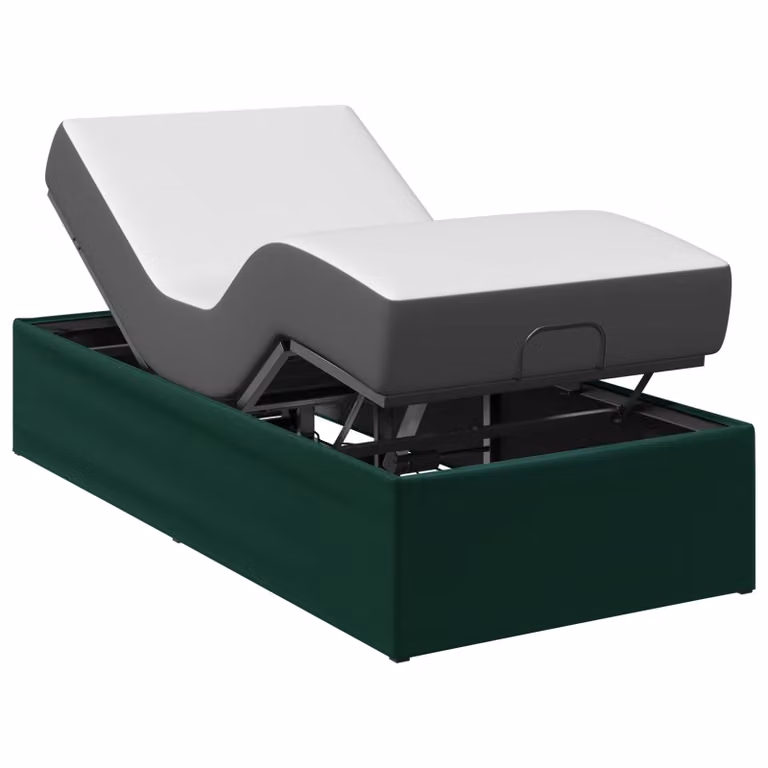 Estructura de cama ajustable eléctrica vidaXL en color verde con marco tapizado y motorizada de 90x200 cm