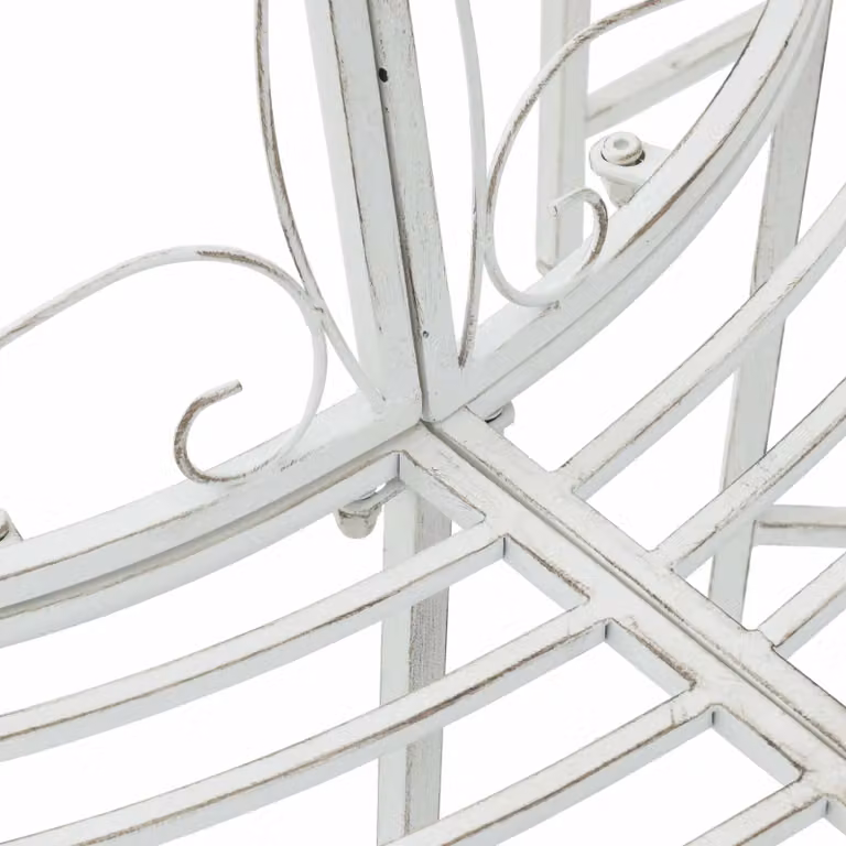 vidaXL Banco de árbol de 4 plazas en acero blanco mate An/P/Al: 150 x 80 x 89 cm