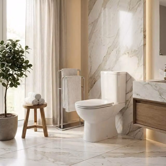 Inodoro monobloque de cerámica para suelo Gemma 2 de Ceramica Dolomite en color blanco An/P/Al: 36,5 x 66,5 x 40 cm