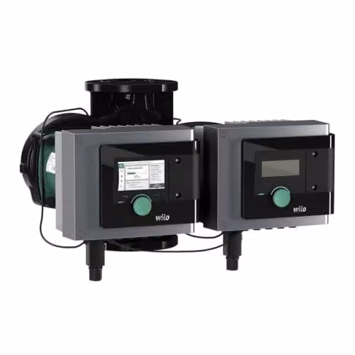 Bomba de circulación gemelar Wilo Stratos MAXO-D 32/0,5-8 para calefacción, DN32 PN6/10, 160 W, color gris y acero inoxidable