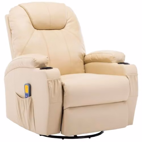 Silla de masaje eléctrica Helloshop26 con acabado en piel sintética color beige y función relax reclinable