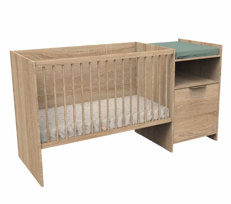 Cama convertible Sauthon para bebés en madera lacada, An/P/Al: 190 x 120 x 66 cm o 190 x 90 x 66 cm