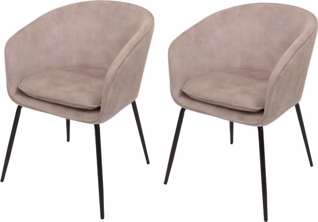 Juego de 2 sillas de comedor Mendler tapizadas en tela con estructura de metal para cocina o salón en colores beige, gris o negro