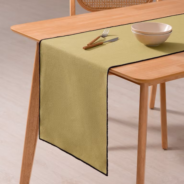 Camino de mesa liso GAMUSI de algodón color verde An/P/Al: 45 x 150 cm
