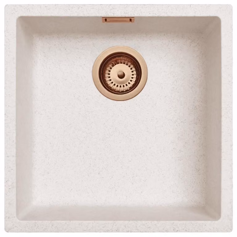 Fregadero de cocina Pure.Sink de mineral fundido con instalación sobre encimera, color arena, An/P/Al: 45 x 45 x 0 cm