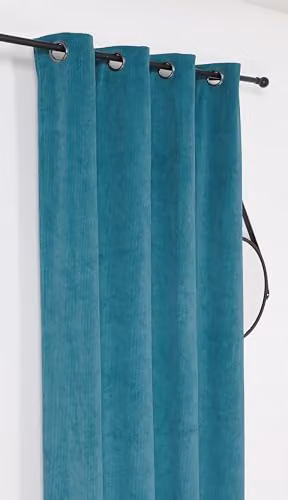 Cortina oscurecedora térmica y aislante Linder Alberta de poliéster con rayas, color azul petróleo, An/Al: 140 x 260 cm