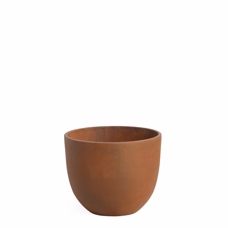 Macetero decorativo redondo de cemento Sia Deco color naranja para mesa, Altura: 30 cm, Diámetro: 25 cm