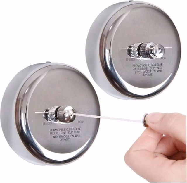 Tendedero retráctil de 2 piezas Elle en acero inoxidable 304 color plata con 2,8 metros de largo y capacidad de 10 kg para interior y exterior