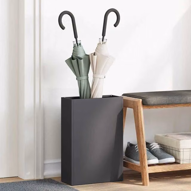 Soporte para paraguas vidaXL de metal negro An/P/Al: 28 x 12 x 40 cm