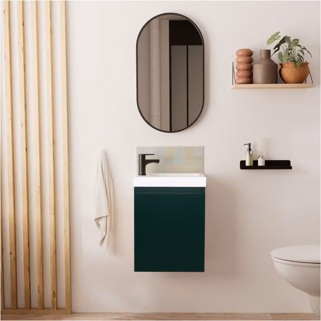 Mueble de baño moderno con lavabo y espejo blanco de fondo reducido An/P/Al: 41 x 22 cm