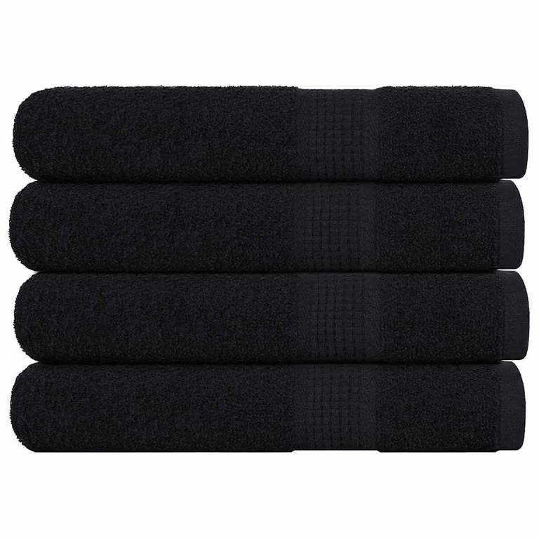 Set de 4 toallas de algodón FROGN vidaXL en negro, 100 x 200 cm, 360 g/m²
