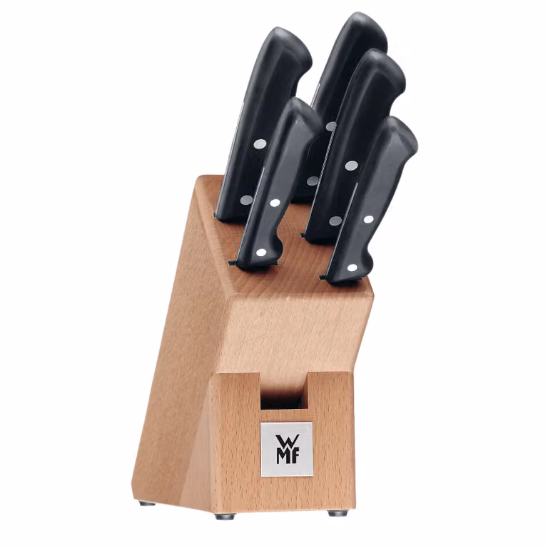 Juego de 6 cuchillos con bloque Classic Line de WMF en acero inoxidable y negro