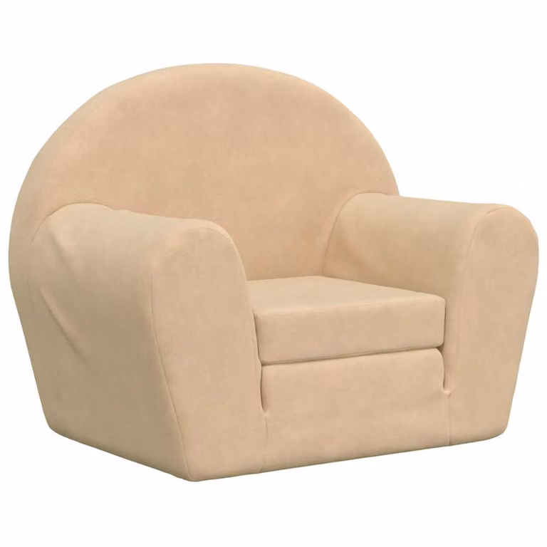 Sofá cama infantil de terciopelo con reposabrazos vidaXL color beige