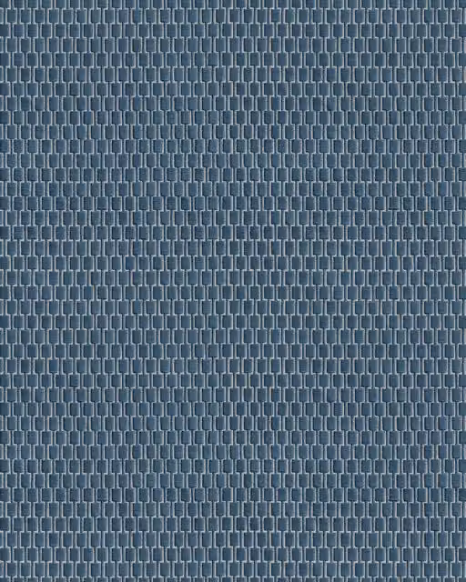 Papel pintado vinílico Profhome Tono Sobre Tono con diseño geométrico abstracto en azul y plata, acabado gofrado brillante de 5,33 m2
