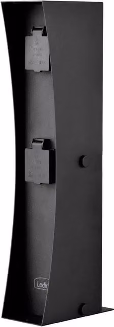Columna de enchufes Ledino de acero inoxidable color negro con 4 tomas IP44 para exterior