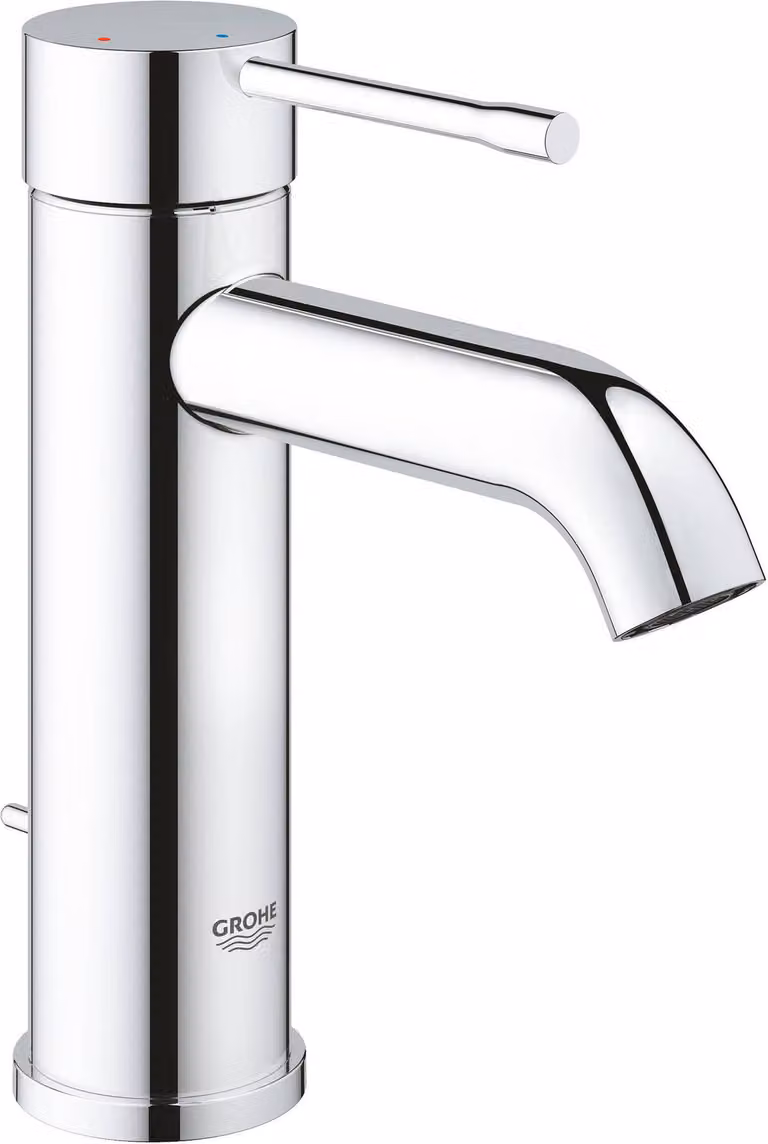 Grifo monomando de lavabo Grohe Essence en acabado cromado con vaciador automático y función de ahorro de agua