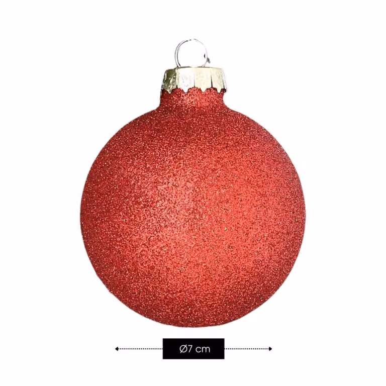 Bola de Navidad de Vidrio Mica Decorations Roja de Forma Redonda, Diámetro: 7 cm