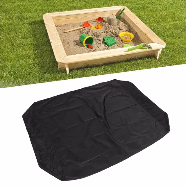 Cubierta para caja de arena Infinite con cordón ajustable, tejido Oxford impermeable y resistente a los rayos UV, color negro, An/An: 120 x 120 cm