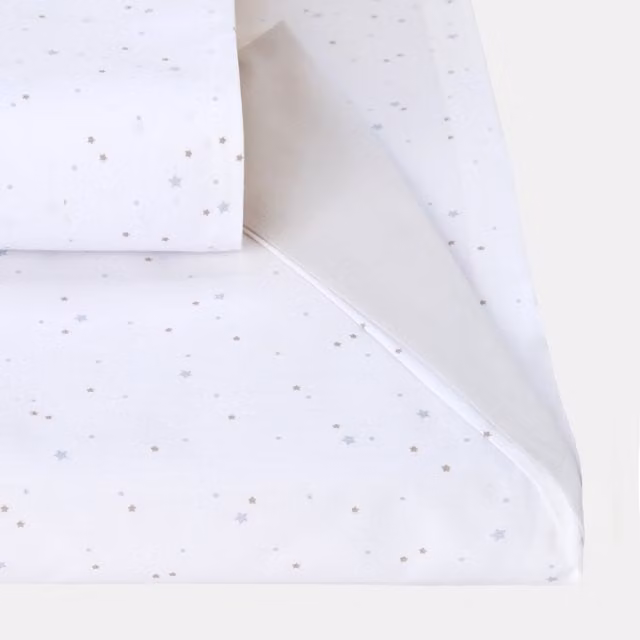 Funda Nórdica Reversible Cotton Juice Baby Home Básico de 2 piezas con Estrellas en Blanco y Gris de Algodón