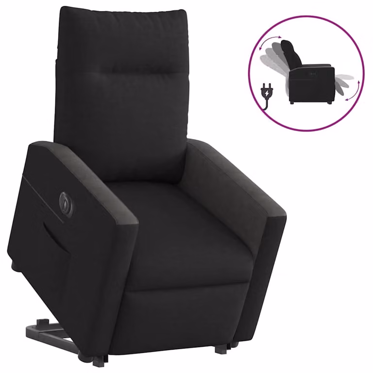 Sillón eléctrico reclinable y elevable vidaXL en tela color negro para personas mayores