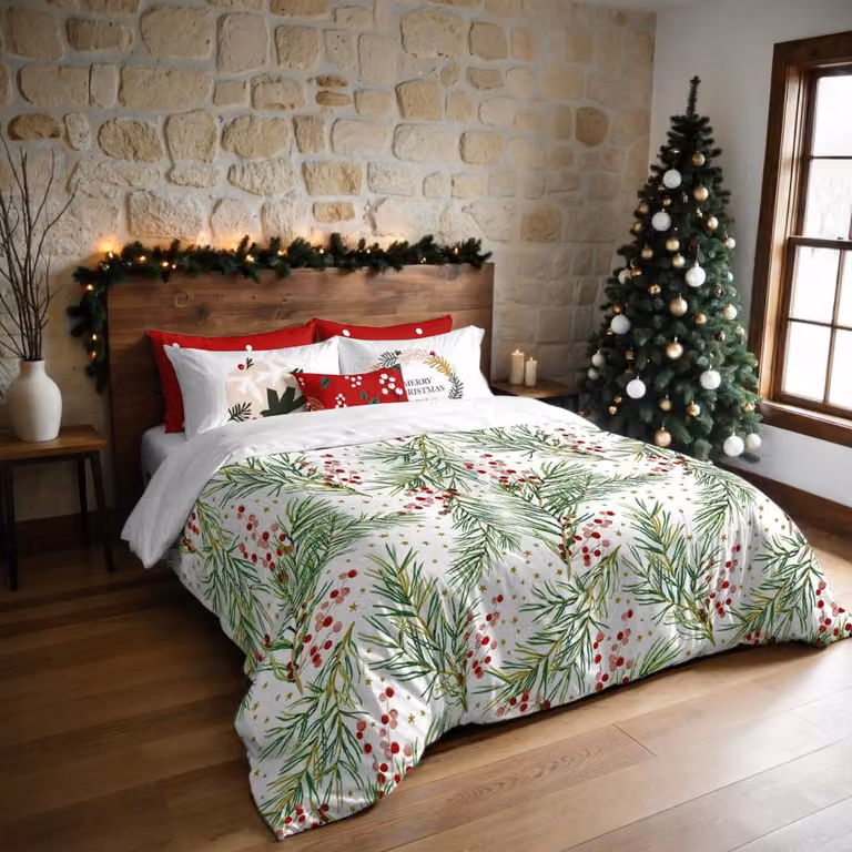Funda nórdica de Navidad Decolores Home multicolor en poliéster, An/P/Al: 155 x 220 cm