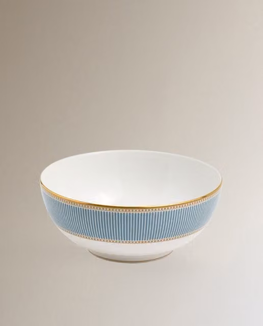 Bol de porcelana Wedgwood Helia con diseño de rayas en azul y blanco