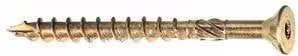 Pack de 100 tornillos para madera AMBROVIT TX-30 de acero galvanizado amarillo con cabeza avellanada y sistema Torx, 6 x 130 mm