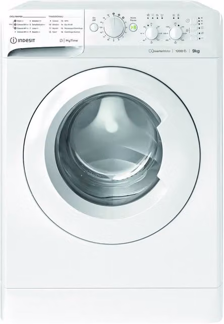 Lavadora de carga frontal Indesit MTWC 91296 W IT de 9 kg y 1200 rpm en color blanco