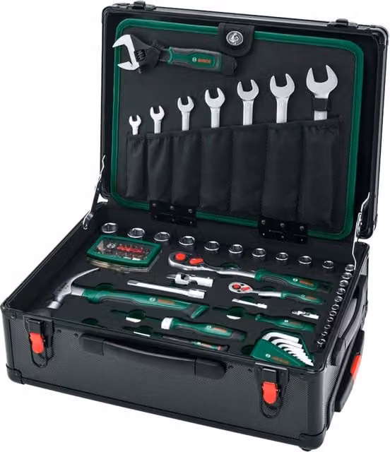 Maletín con ruedas para herramientas Bosch de 119 piezas en color negro