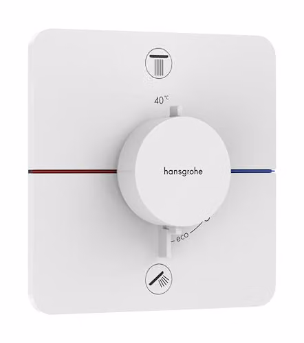Termostato empotrado para ducha y bañera Hansgrohe ShowerSelect Comfort Q con SafetyStop, 2 funciones, blanco mate
