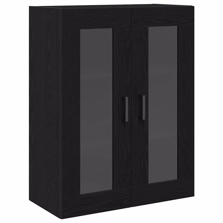 Armario de pared moderno vidaXL en roble negro con puertas de cristal y estantes internos An/P/Al: 69,5 x 34 x 90 cm