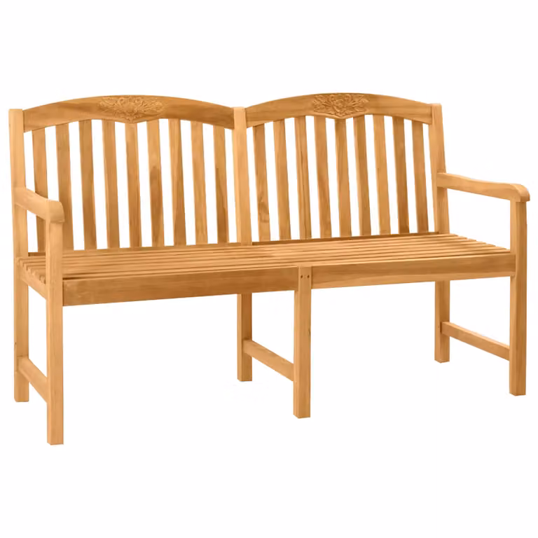 vidaXL Banco de Jardín de Madera de Teca Tallado a Mano en Forma de Rosa, Color Marrón, An/P/Al: 180 x 61 x 90 cm