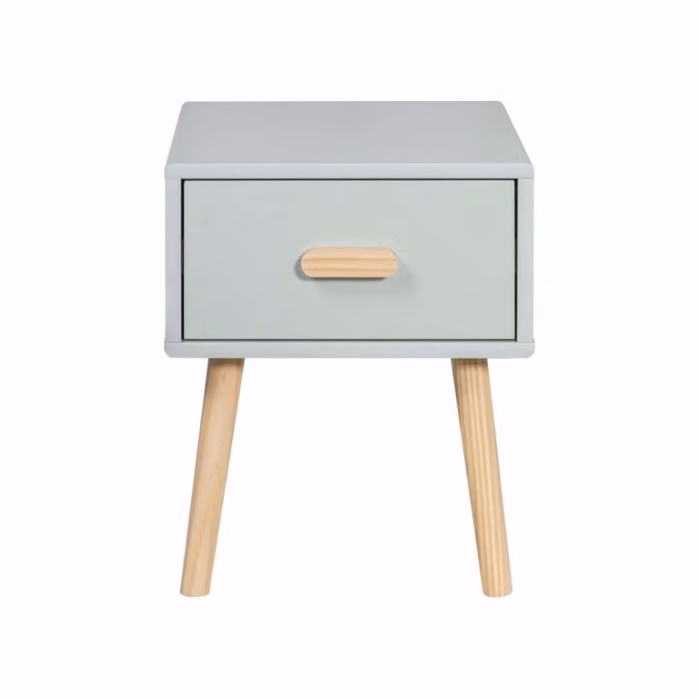 Mesa de noche Rebecca Mobili para niños en madera de pino y MDF, color verde agua y marrón, estilo escandinavo, An/P/Al: 44 x 35 x 35 cm