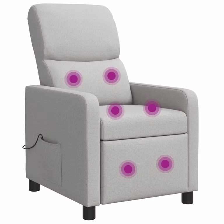 Silla de masajes reclinable vidaXL en color gris con tapicería de poliéster y reposabrazos para adultos