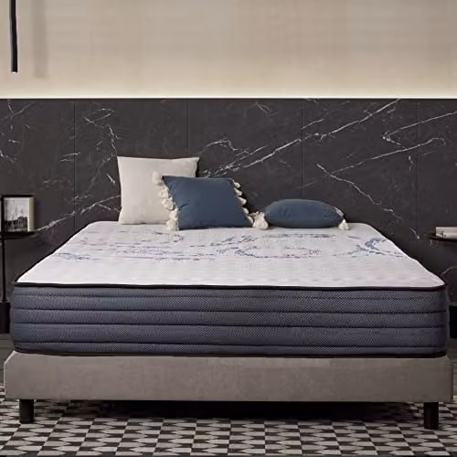 Colchón viscoelástico Naturalex Perfectsleep de 160 x 190 cm y 30 cm de altura con tecnología de regulación térmica y funda extraíble en colores blanco y azul