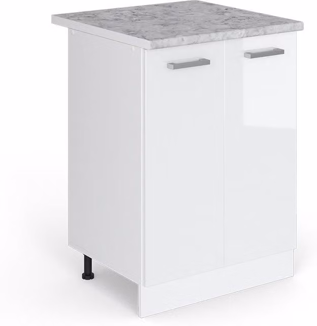 Mueble bajo de cocina Vicco R-Line blanco alto brillo con puertas y encimera An/P/Al: 60 x 26,4 x 81,6 cm