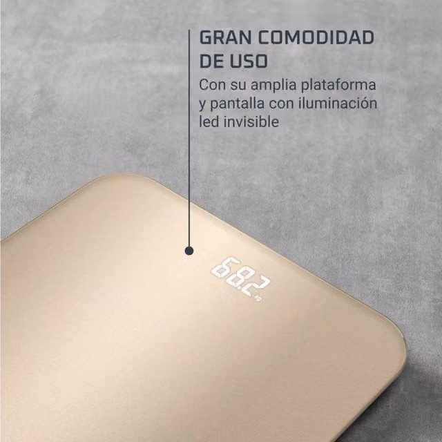 Báscula de baño digital Rowenta BS1900V0 con pantalla digital y superficie de cristal, capacidad máxima 180 kg, color beige