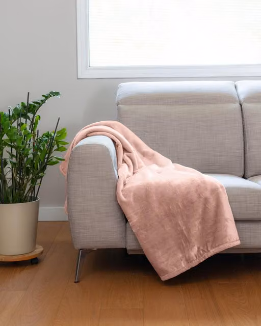 Manta de forro polar FLANBERG de poliéster suave, disponible en naranja o rosa pálido, An/P: 130 x 170 cm