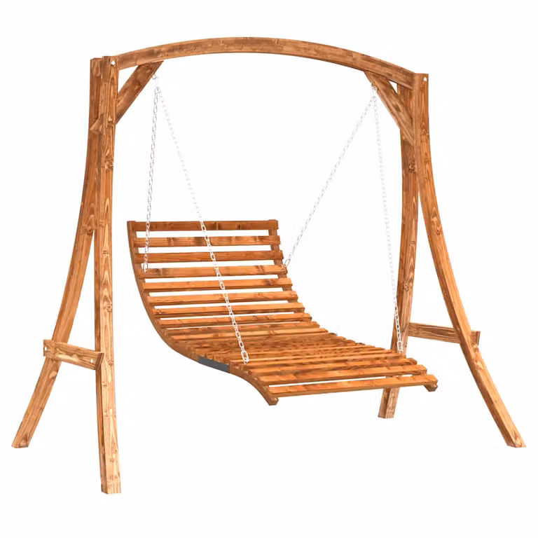 Tumbona columpio vidaXL de madera maciza de abeto con acabado teca y color marrón para jardín