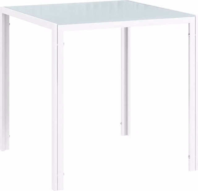 Mesa de comedor cuadrada HOMCOM de cristal y metal en color blanco para 4 personas, An/P/Al: 75 x 75 x 75 cm