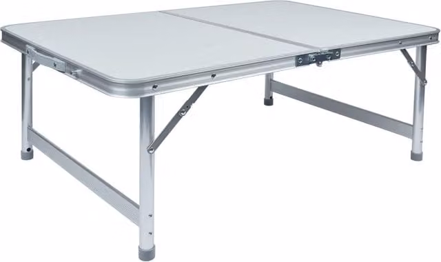 Mesa de trabajo plegable y altura ajustable Brüder Mannesmann de aluminio y madera en color plata y blanco, An/P/Al: 70 x 60 x 60 cm