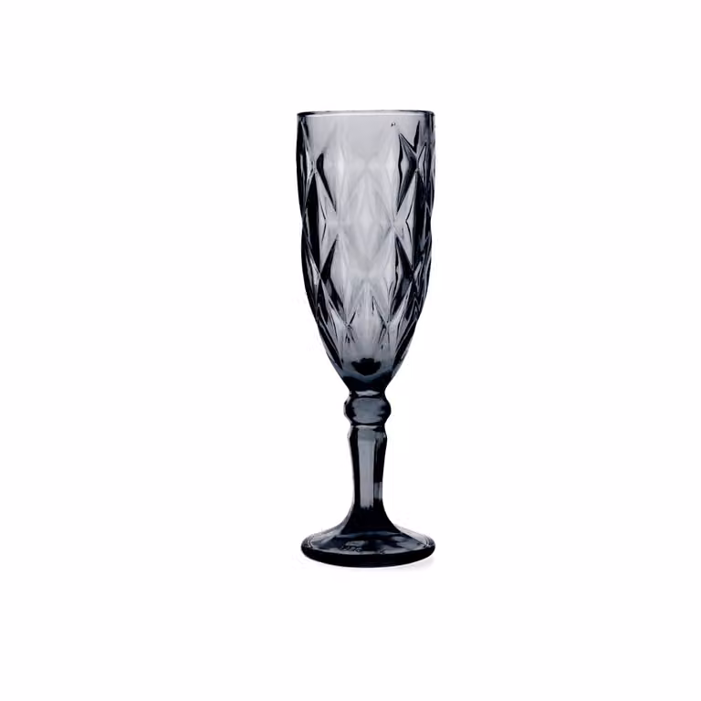 Set de 6 copas de champán Maia de Quid en vidrio con relieve color gris de 165 ml