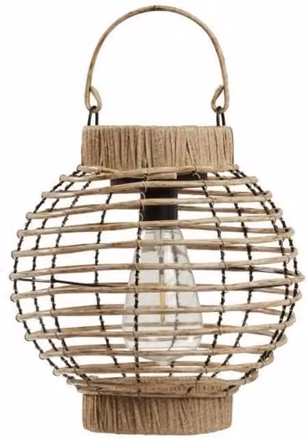 Farol solar Smart Garden Terra LED blanco cálido color beige de plástico y ratán An/P/Al: 23 x 22,5 x 1 cm
