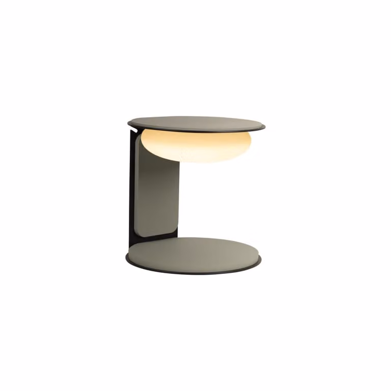Lámpara de mesa Lucide de madera y cristal verde con LED regulable y luz blanca cálida