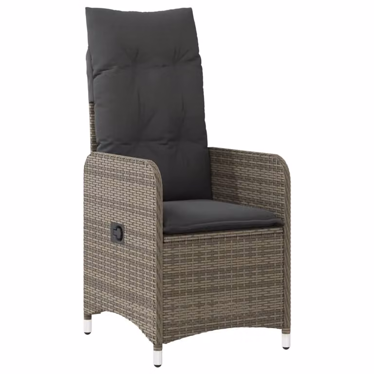 Sillón reclinable de jardín Syfax con cojines de ratán y estructura de acero gris